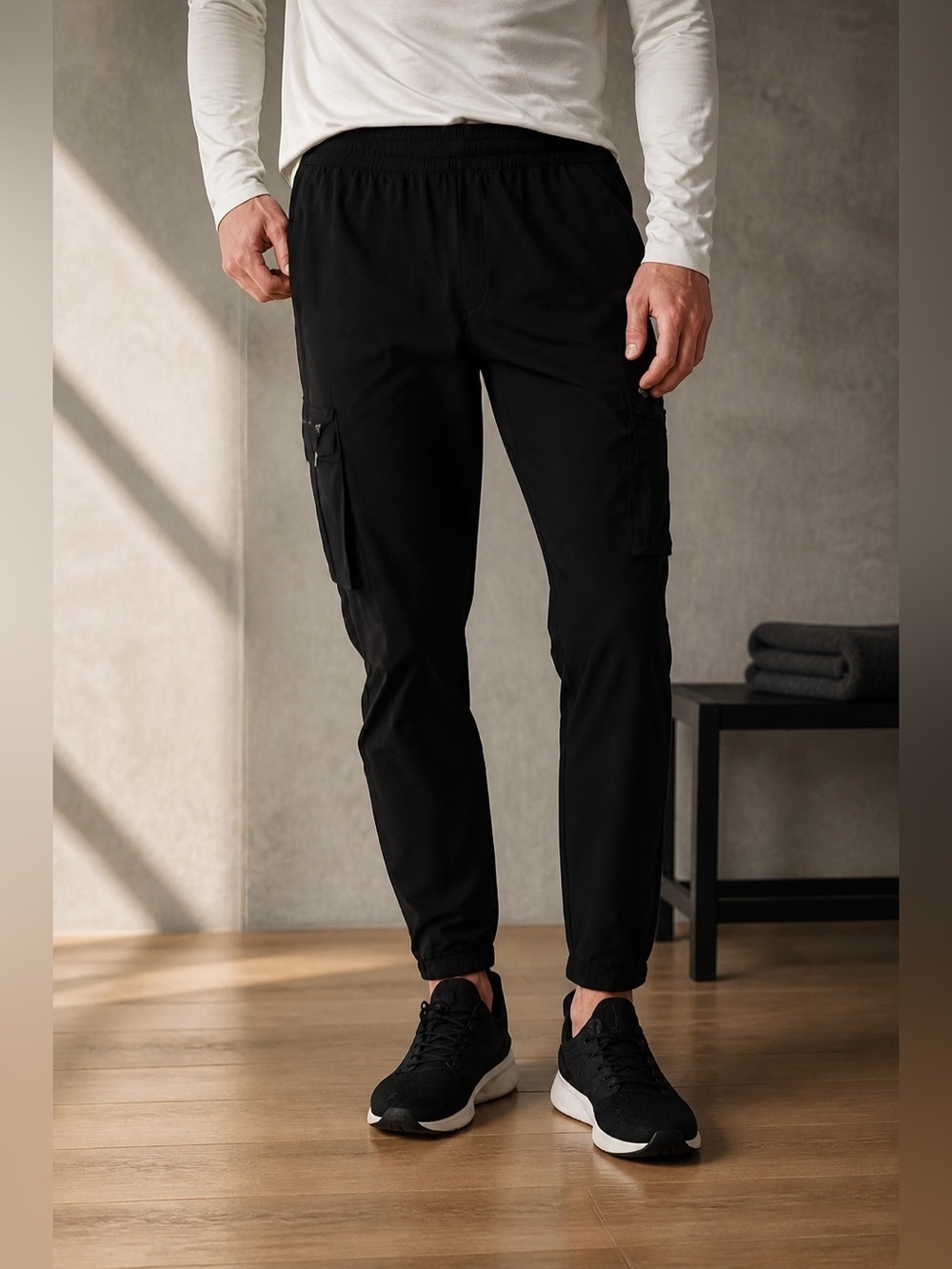 NWT Xersion Big & Tall Black Cargo Joggers Sweatpants- Size 2XLT